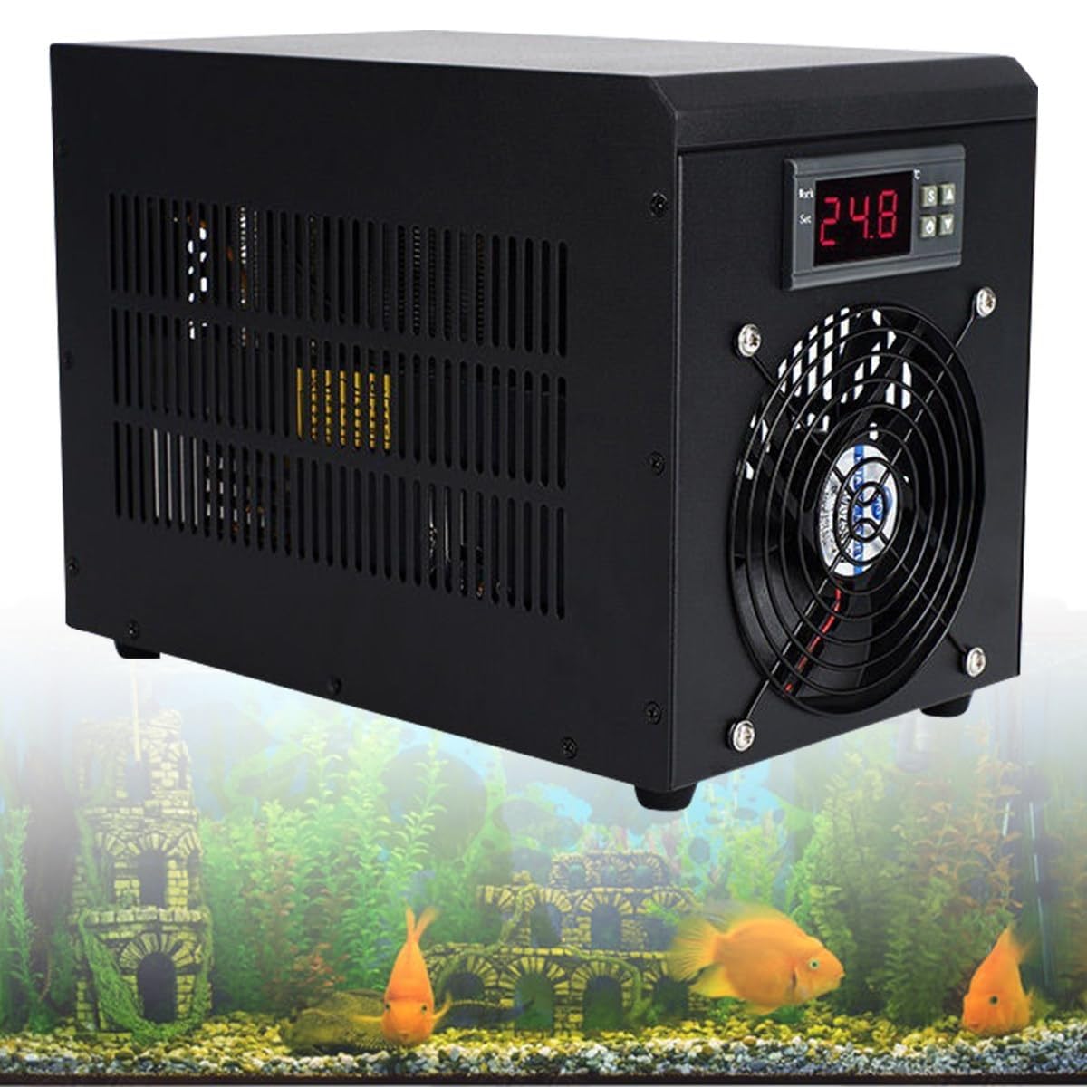 Enfriador y Calentador de Acuario de 180 W, Sistema de enfriamiento para Acuario de 60 L, silencioso, con Bomba y Manguera de 2 m, para hidroponía de Agua de mar y Dulce.