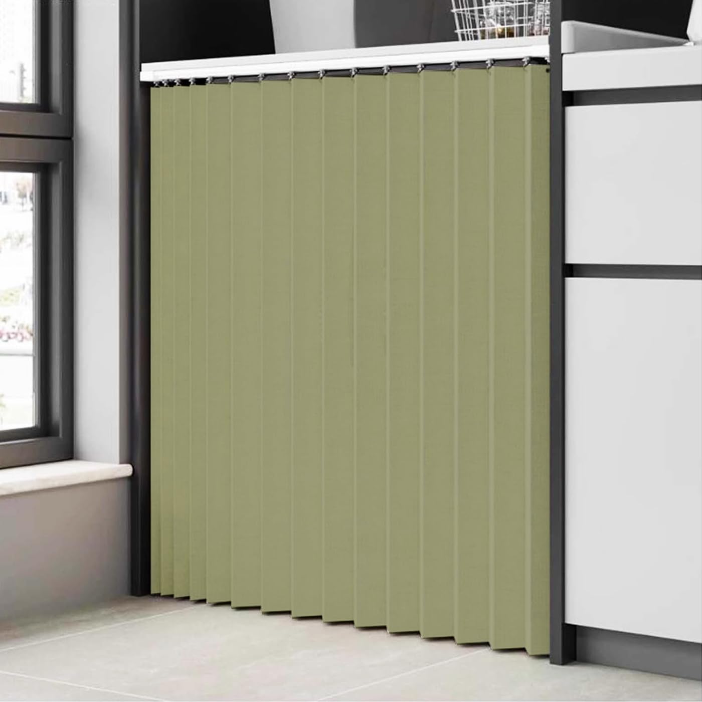 DSSHENGDS Customized multi-functional slide curtain, suitable for doorless cabinets, washing machines and wardrobes-Green- W60cmxH140cm