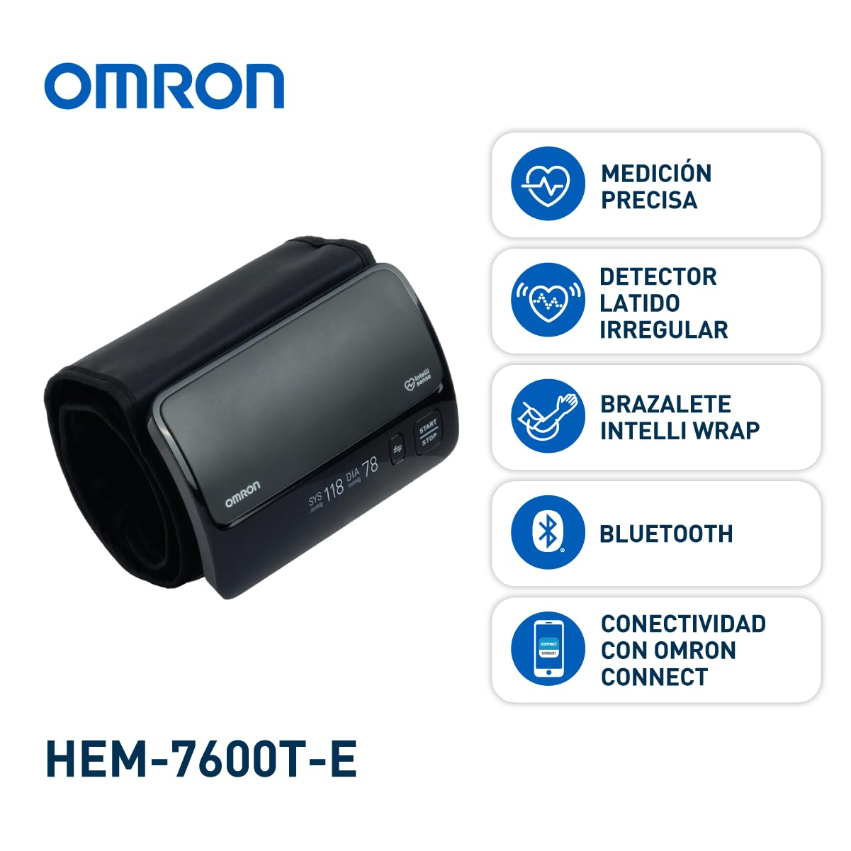 OMRON EVOLV Tensiómetro de Brazo inalámbrico todo en uno con Bluetooth | Medidor de tensión arterial validado clínicamente para embarazo, 6 meses suscripción gratuita OMRON connect Premium app