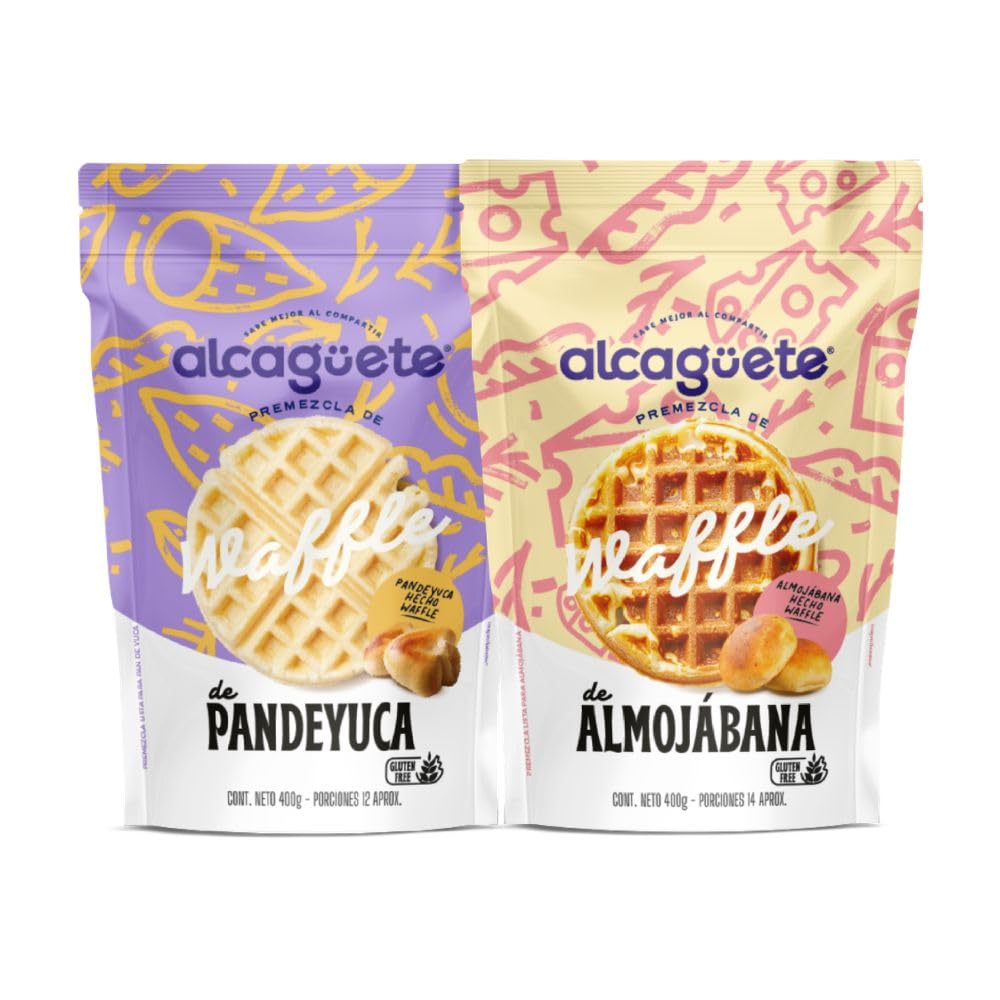 Almojabana & Pandeyuca Alcaguete Waffles (2 pack) Cheese bread & Cassava bread Cheese waffle Gluten Free & no added sugar Works with Waffle Maker Alcaguete Waffles Alcahuete Waffles