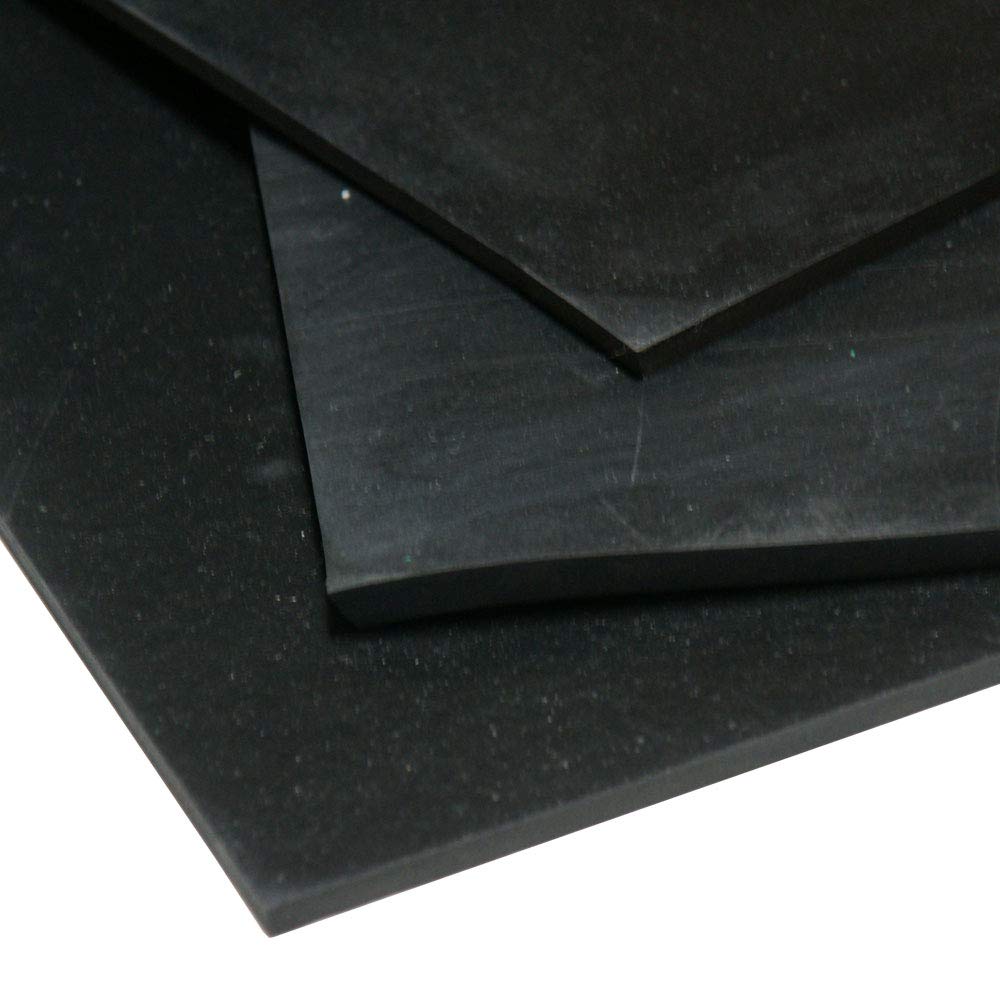 Neoprene Sheet, 80A Durometer, Smooth Finish, Adhesive Backing, Black, 0.125" Thickness, 12" Width, 24" Length