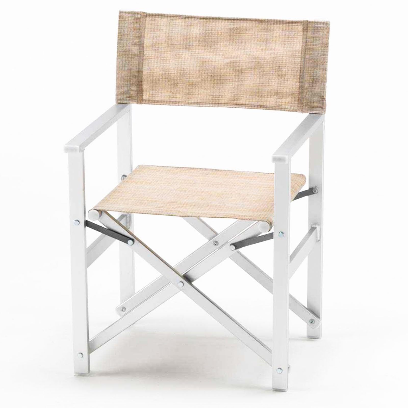 Decor Space Lettino prendisole Jesolo in alluminio e texilene per piscina e giardino con tettuccio (1, Sedia regista Beige)
