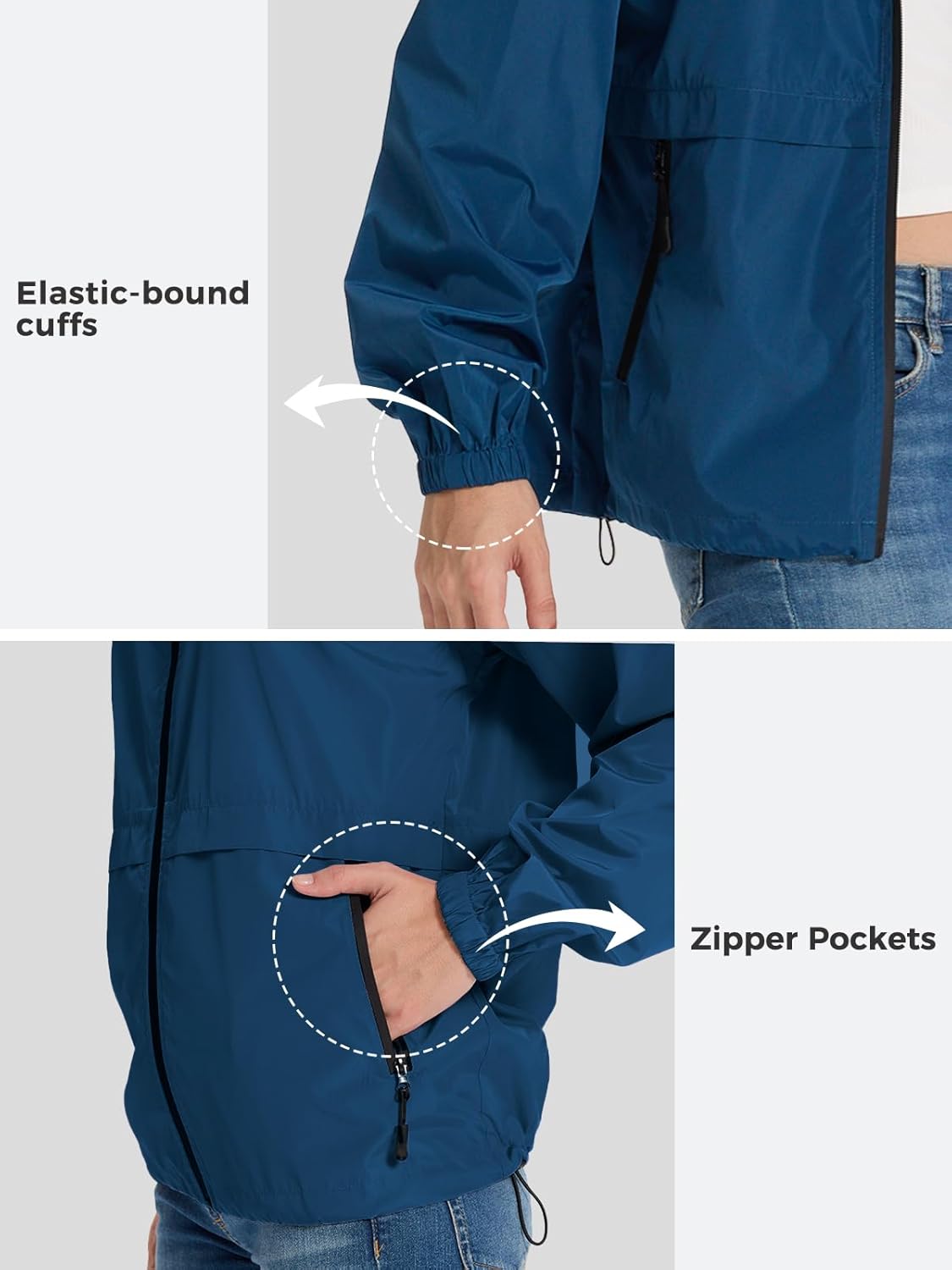 Lightweight Rain Jacket Women Waterproof Breathable Raincoat Packable Hooded Windbreaker - Image 6
