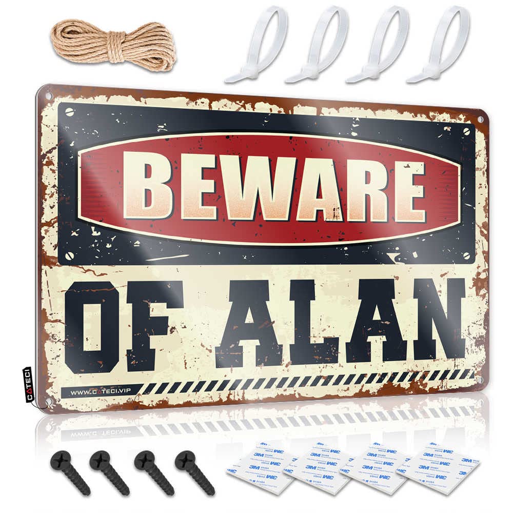 Bar Open Metal Sign Beware Of Alan Sign Tinsign Decor Coffee Sign Decor(20X30CM)