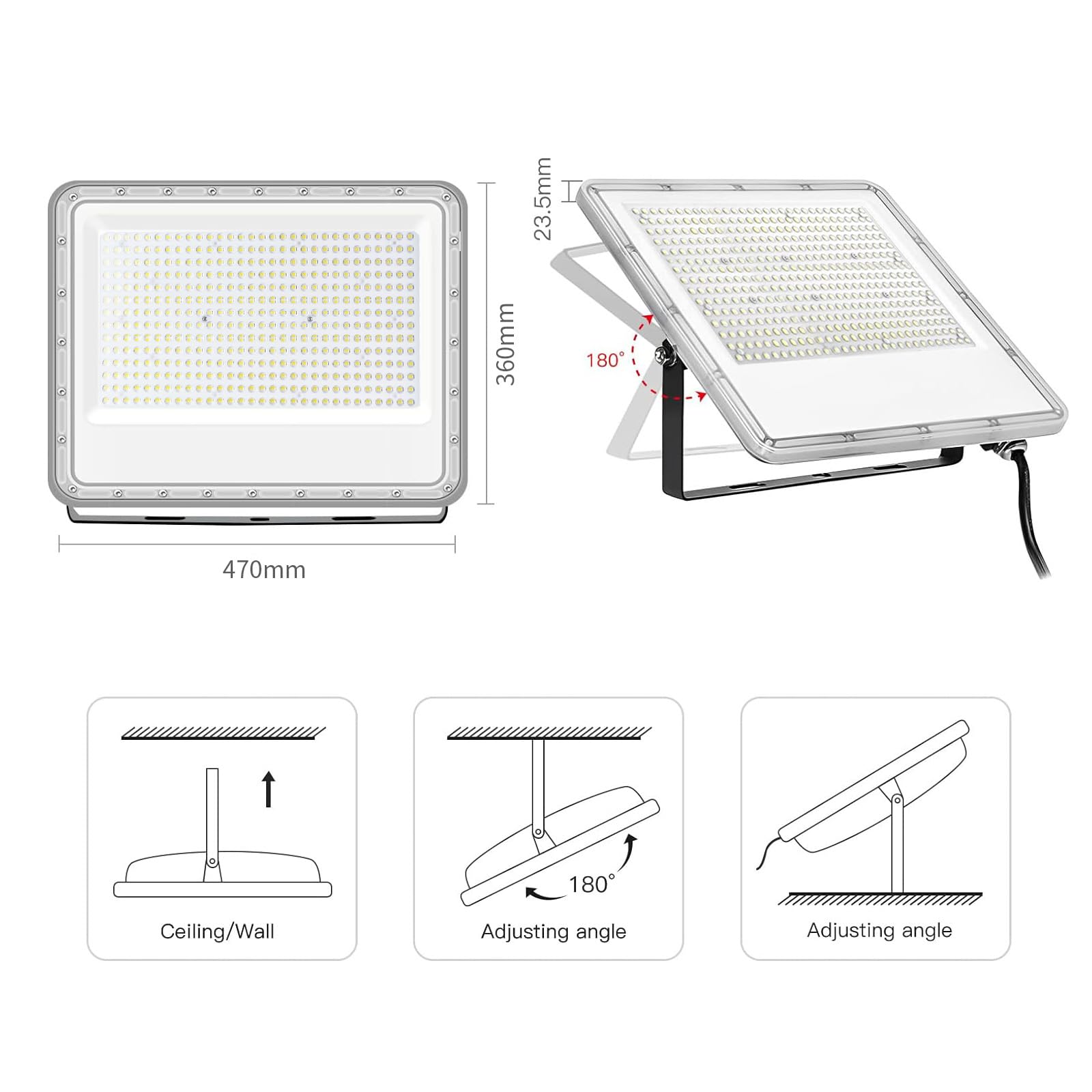 400W Faretto LED da Esterno, Tayire Faro LED 40000LM Super illuminoso faretti, 540 LEDs 6500K LED Luce Fari di sicurezza per Giardino, Corridoio, Casa, Illuminazione Interna ed Esterna