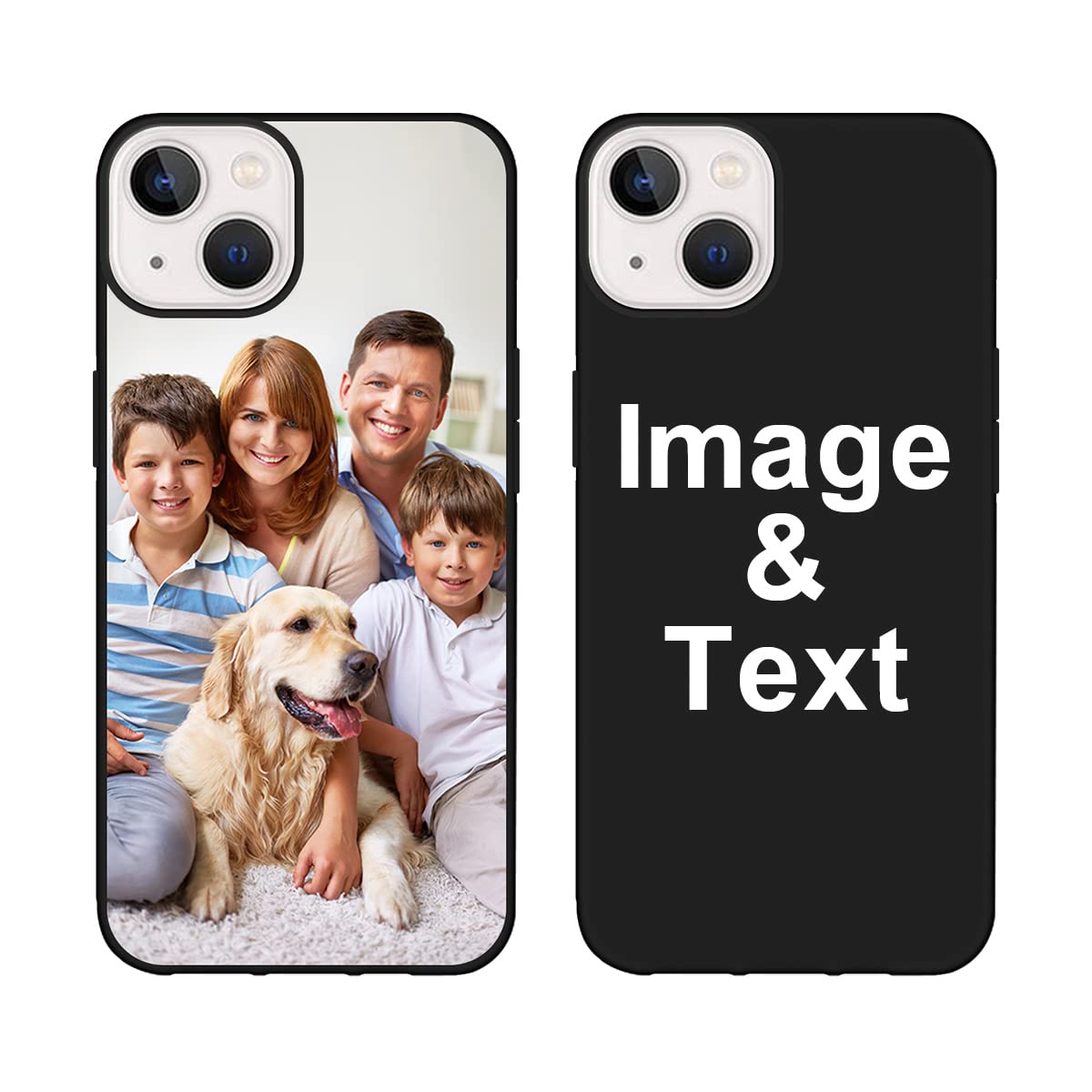 StyletifyCustom Phone Case for iPhone 14, Personalized Picture Case Shockproof Silicone Case Soft Candy Custom Phone Case Xmas Birthday Gift Protective Phone Cover Black