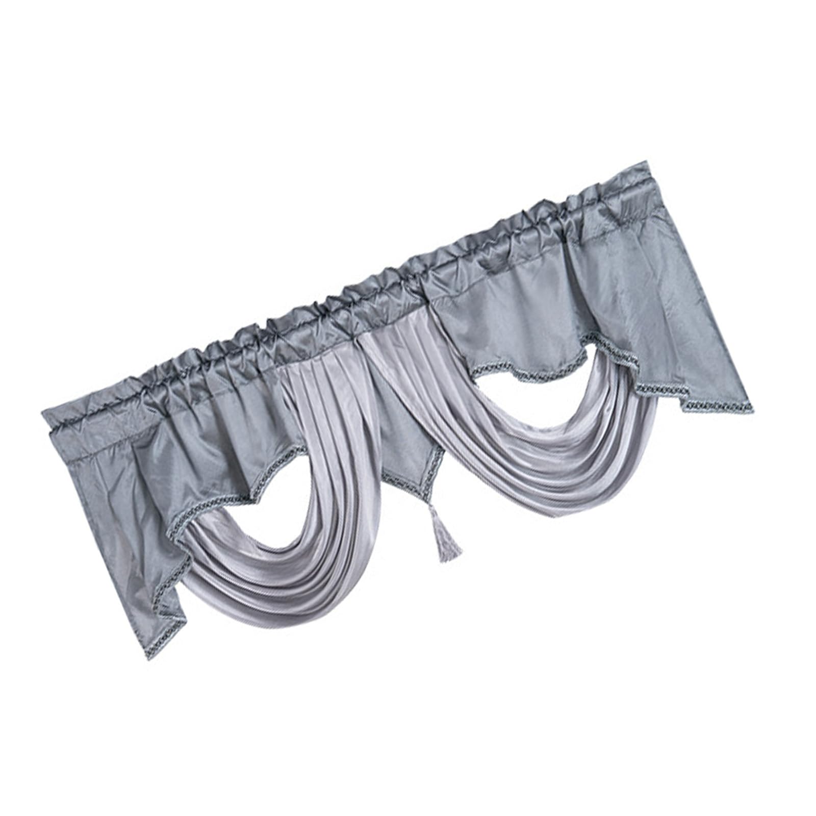 MHADBKH Waved Design Waterfall Valance Curtain Pleated Window Drape with Tassels for Bedroom Dining Space Home Decors Window Valance