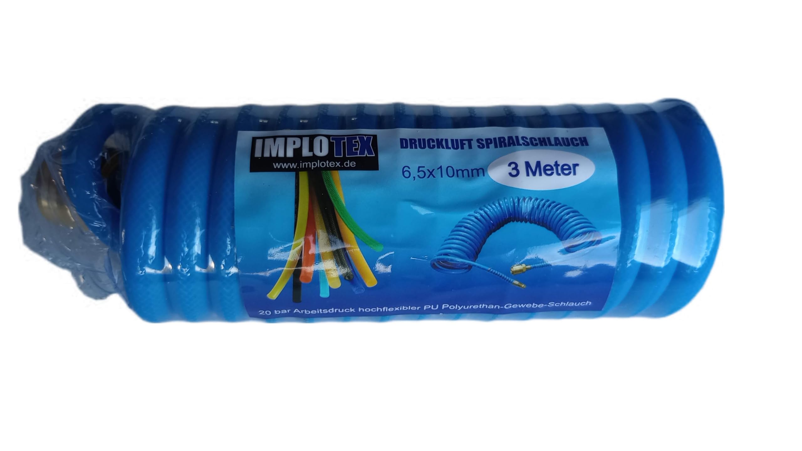 Druckluftschlauch Spiralschlauch Glattschlauch Länge 3 Meter, 5 Meter und 8 Meter - max.20bar IMPLOTEX, Druckluftschlauch: D6.5x10mm 3 Meter Spiralschlauch Schlauch