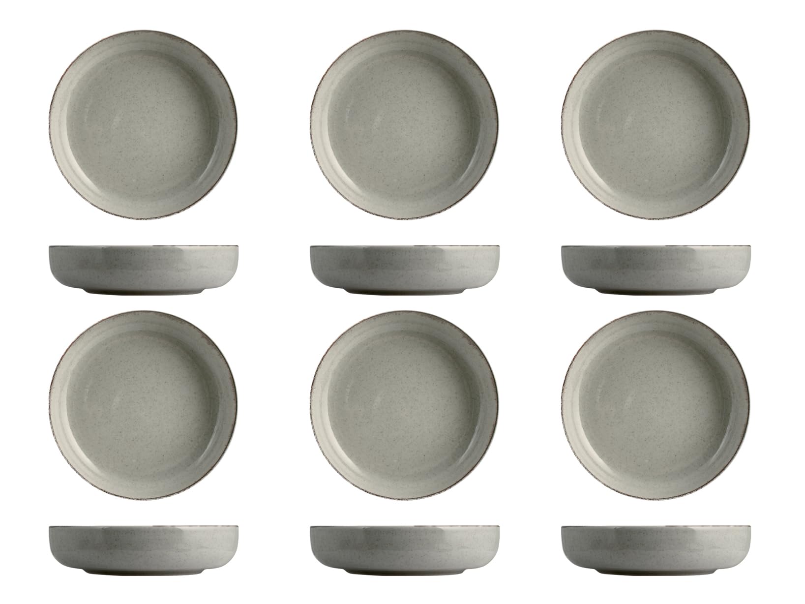 H&H Pearl 19 cm Porcelain Soup Plates Set of 6, Grey