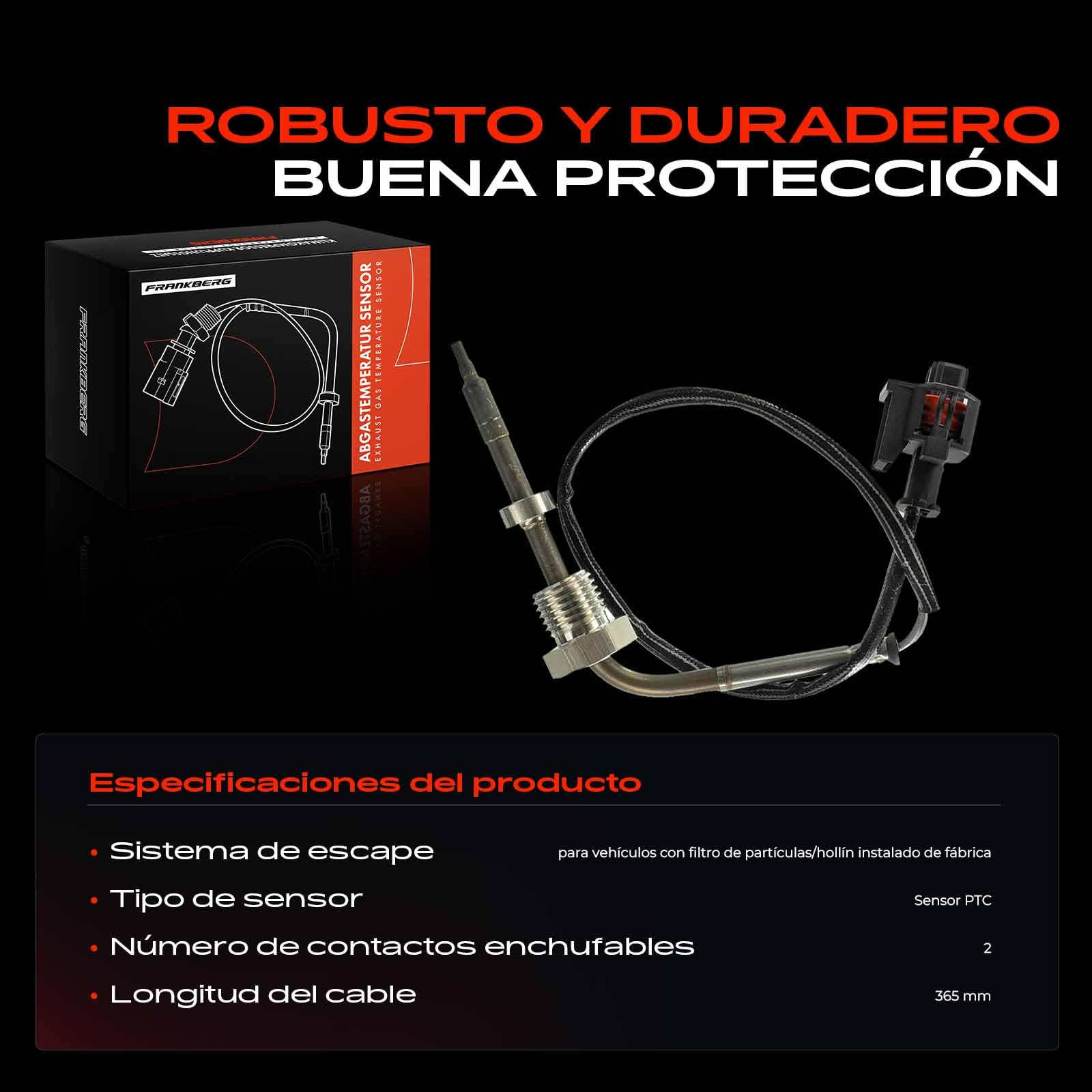 Frankberg Sensor de temperatura de gases de escape 2 Polos Compatible con Antara L07 Captiva C100 C140 Replace# 7451959,4803538