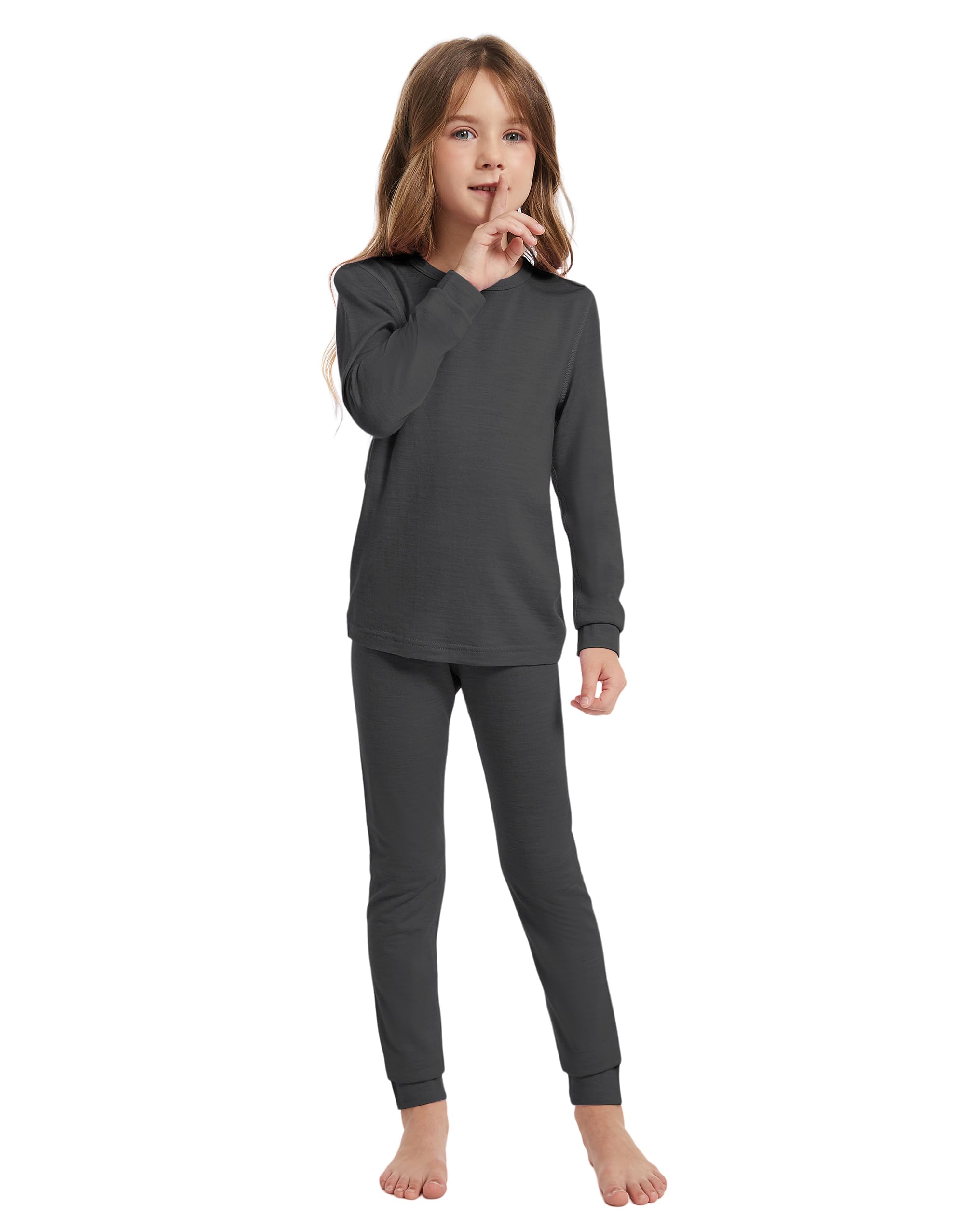 Thermounterwäsche Kinder Unisex, 100 % Merinowolle Set für Jungen & Mädchen, Skiunterwäsche Winter, Warm & Bequem