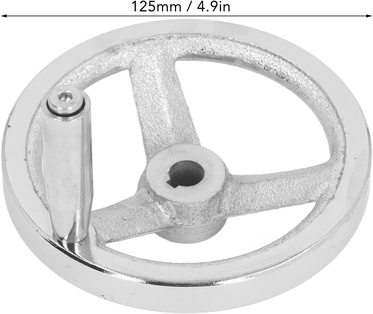 Omabeta 1PCS 3 Spoke 4.9in Diameter Round Hand Wheel Revolving Knob Handle,Lathe Hand Wheel with Revolving Handle Replacement Parts for Milling Machine Lathe Drill press