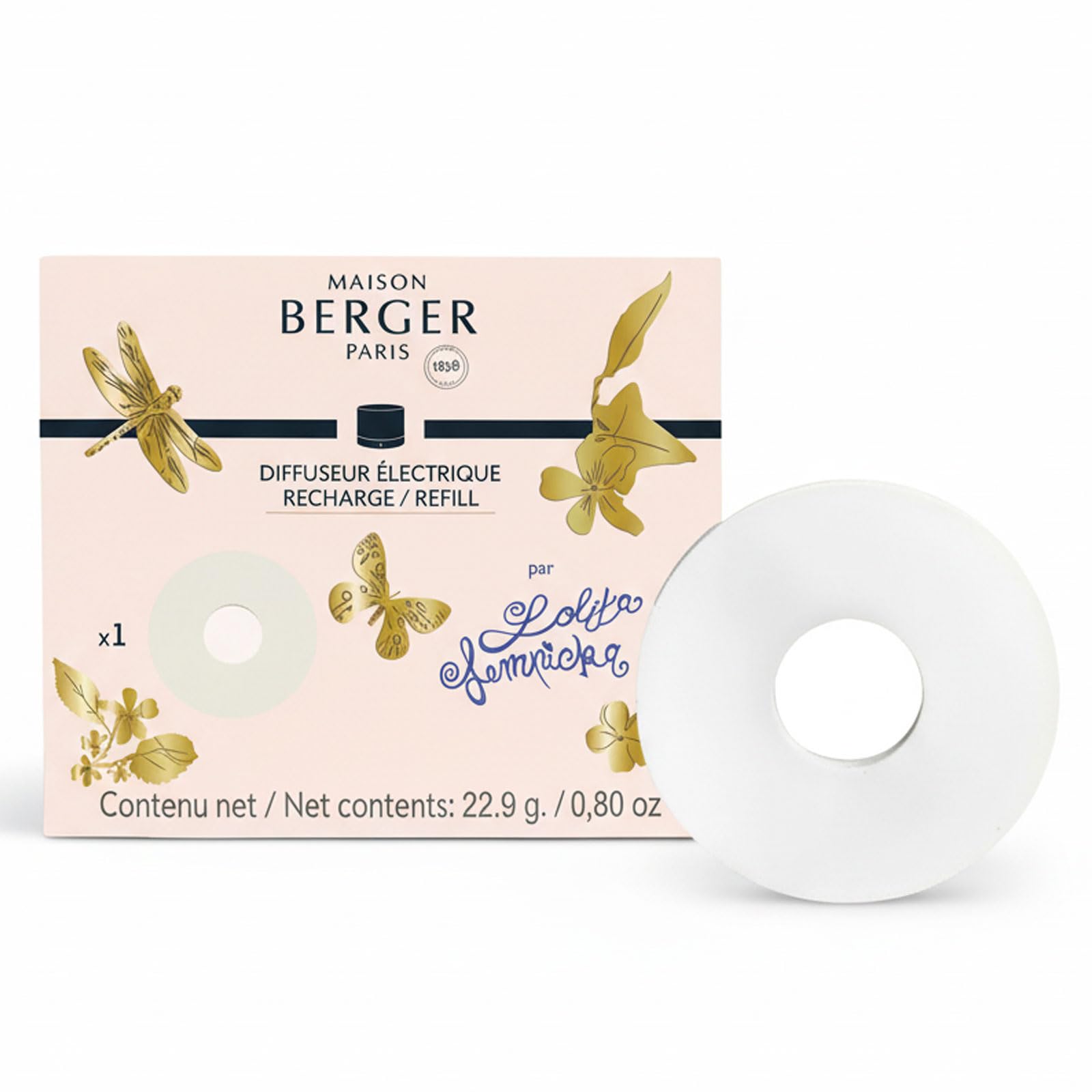 MAISON BERGER Nomad Electric Diffuser Refill – Long-Lasting Ceramic Insert, 6 to 8 Weeks Continuous Scent, Leak-Free, Easy Replacement, Indoor Home Fragrance (Lolita Lempicka)
