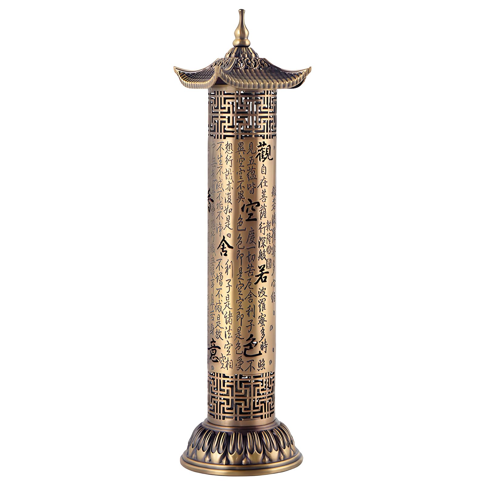 Alloy Vertical Incenses Burners with Intricate Heart Sutras Carvings Hollow Cylinder Censers for Meditations Home Decors Buddhist Scented Stove