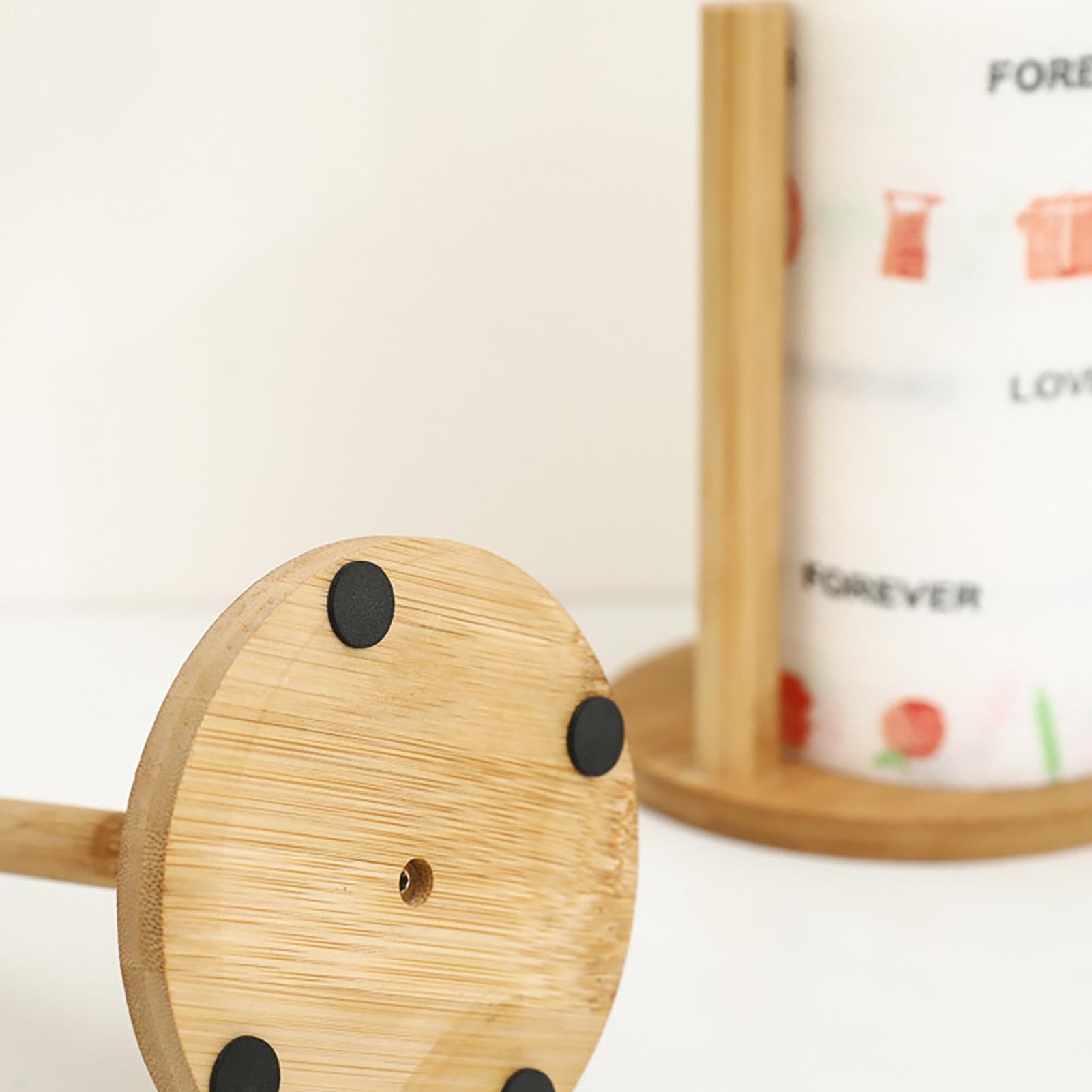 Supporto Per Rotolo Di Carta Assorbente In Bambùs, Porta Rotolo Di Carta Assorbente In Legno Da Cucina, Portarotolo Da Banco Con Base Antiscivolo, Per Pellicola Salvafreschezza, Straccio(B)