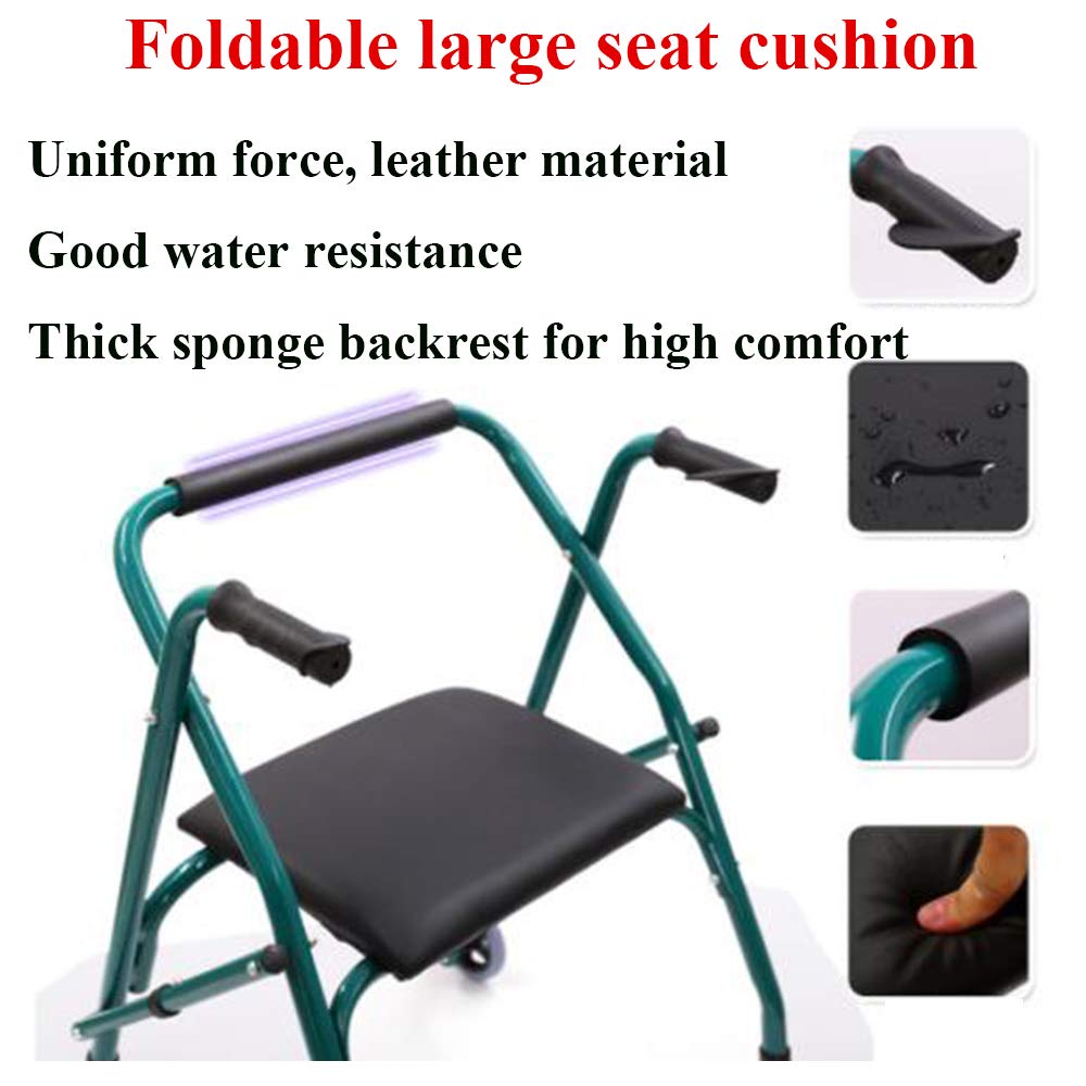 Andador Con Andador Para Personas Mayores Con Ruedas Y Asiento,Ayuda De Movilidad Plegable Liviana,Capacidad De Carga 150 Kg De Altura Ajustable