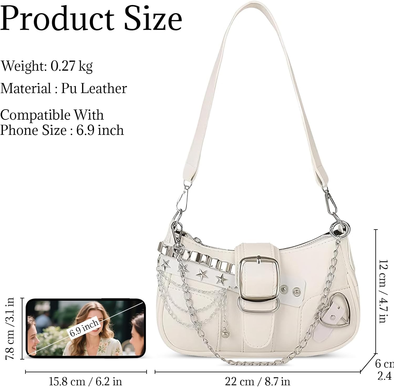 Y2K Shoulder Bags for Women, Cute Women's Purse Hobo Handbag Leather Sling Retro Purse with Zipper Closure - Image 5