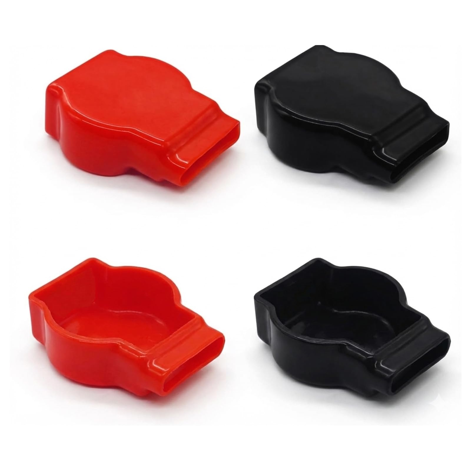 Battery Terminal Covers 4 Pack (2 Red 2 Black), Flexible PVC Insulating Caps for SAE Top Post Battery Clamps, Dust & Moisture Protection, Anti-Corrosion Terminal Boots for Car Truck RV Boat Marine
