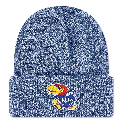 Legacy NCAA Officially Licensed Ribbed Knit Cuff Beanie, Kansas Jayhawks, Unisex, Royal Blue Marled, One Size Fits Most