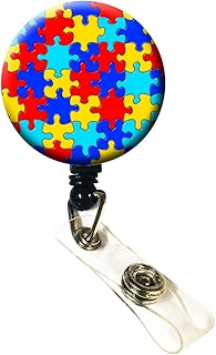 WigsPedia Retractable Name ID Badge Holder Reel/ID Badge Holder - Autism Awareness Puzzle (Belt/Slide Clip) - coolthings.us