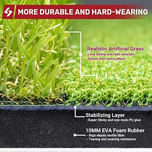 SAPLIZE Foldable Heavy-Duty Golf Hitting Mat, Practice Mat with 10mm EVA Rubber Backing, Larger Size for Indoor/Outdoor Swing and Chipping Practice, Anti-Deformation - Image 4