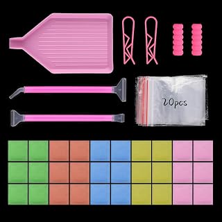 Motroce 137PCS Diamond Painting Accessories Kit, Storage Box with 5 Color Wax, Clay, Diamond Pen, Tray, Canvas & Paint Clips for 5D DIY Art (No Diamonds Included)