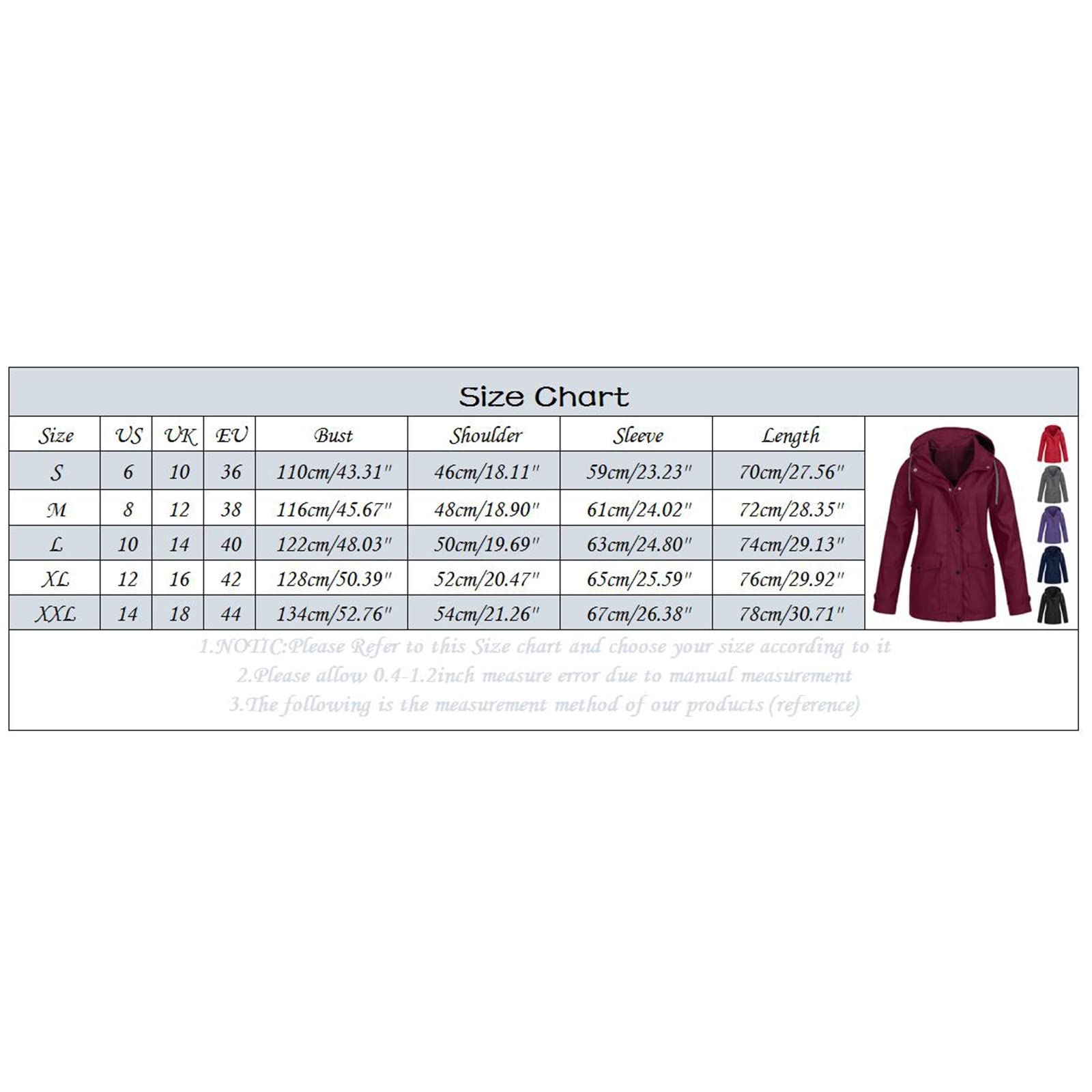 Genérico Chaqueta Entretiempo Mujer-Chaqueta Impermeable A De Con Bolsillos Con Capucha De Color SóLido Para Mujer OtoñO Invierno