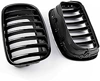 Vista 4 de Rejilla frontal de un solo listón compatible con parrilla 2007 2008 2009 2010 2011 2012 2013 X5 X6 E70 E71, negro brillante X5 X6 parrilla