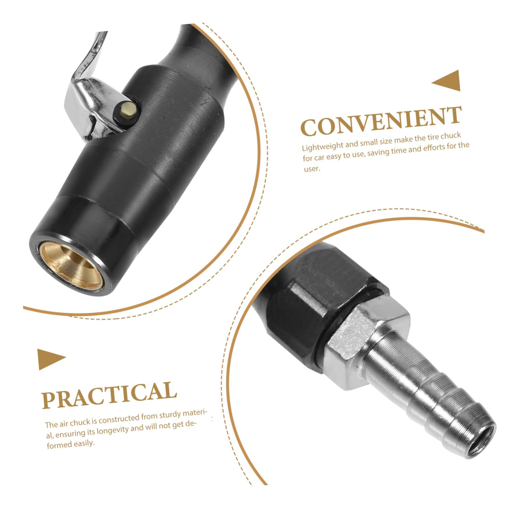 Beatifufu Sturdy Tire Pressure Gauge Chuck for Car Quick Connect Air Chuck Locking Mechanism Inflator Nozzle for Tire Inflator Air Compressor