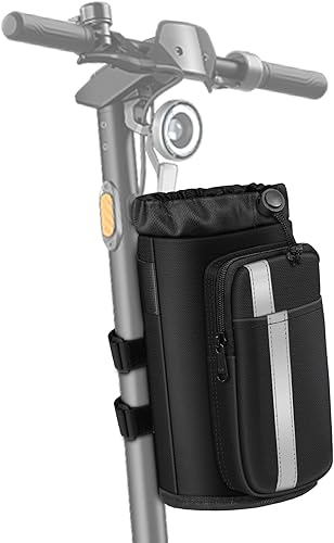 FINPAC Portavasos para bicicleta, soporte universal para botella de agua con bolsillos para teléfono para cochecito, andador, carrito de golf,