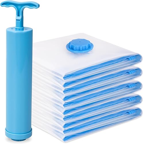 Vacuum Storage Bags 5 Pack Jumbo Vacuum Seal Bags e Saver Bags Compression Bags Vacuum Bags for Travel with 1 Hand Pump