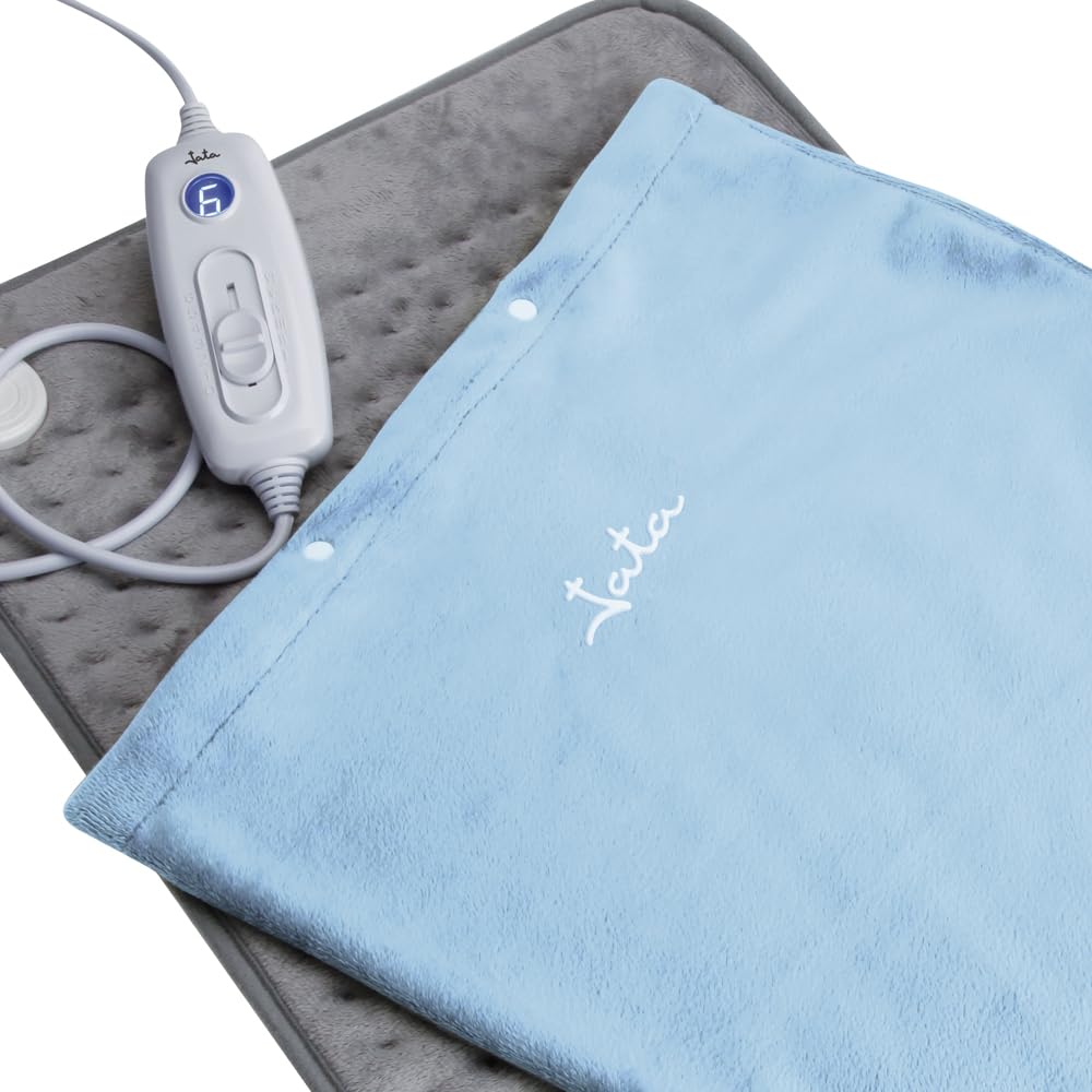 JATA JCAE5220 - Manta Electrica. Para Espalda, Cuello, Cervicales, Lumbares, Hombros y Abdomen. 6 Niveles de Calor. Calor Rápido. Flexible, Suave, Transpirable. Funda Lavable
