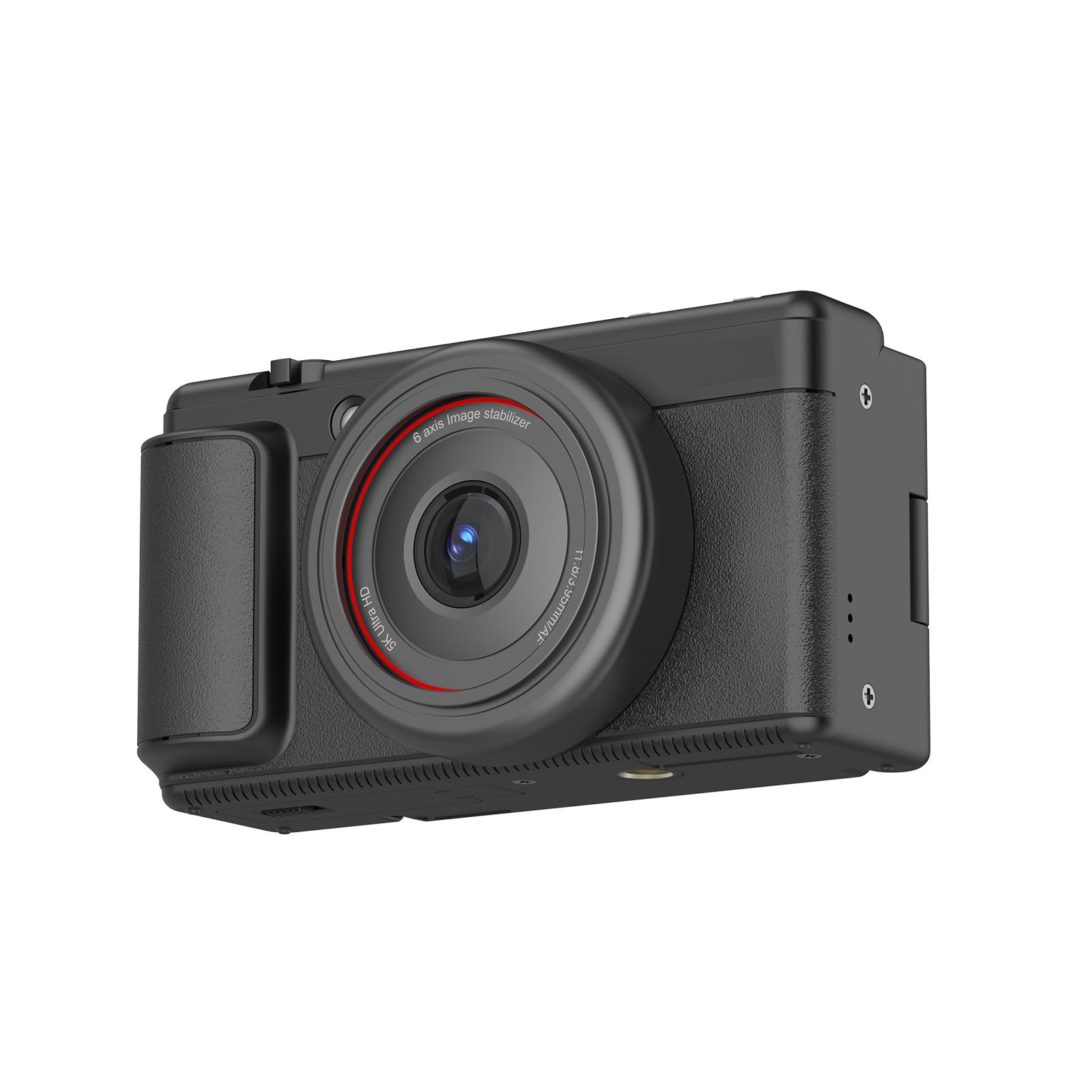 Fotocamera Digitale 5K, Risoluzione 80MP Zoom 16X Fotocamera da Viaggio con Stabilizzazione a 6 Assi per Vlogging con Schermo Ribaltabile a 180 Gradi per Viaggi Fotografici Vlog (BLACK)