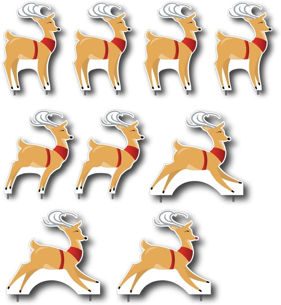 VictoryStore Yard Sign Outdoor Lawn Decorations: Merry Christmas Santa and Reindeer Yard Decorations, Includes Stakes