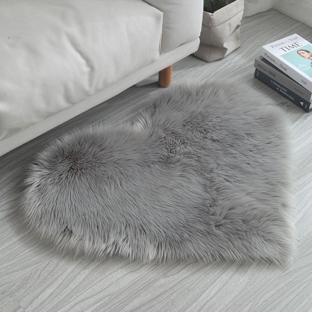 Tapis de bain en cœur imitation fourrure anti-froid pour carrelage