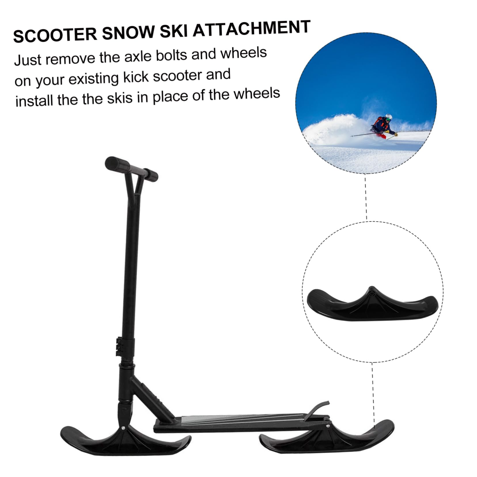 Patineta Plegable Tipo Trineo para Scooter de Nieve, Accesorio Duradero de Material Resistente, Piezas para Esquí Dual al Aire Libre, Conversión para Niños y Uso en Invierno