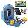Bird Feeder with Camera, Smart Birdfeeder with Cam Solar Powered, 2K HD Video, AI Identification, Instant Arrival Alerts, IP66 Bird Bath & Feeder,Gift for BirdLover (with BirdBath, Blue)