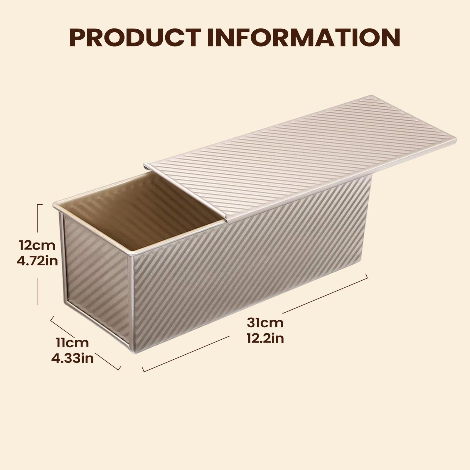Molde Rectangular Para Pan Con Tapa Acero al Carbono Antiadherente | Molde Para Sandwich Y Pan De Molde Para El Hogar La Cocina El Restaurante La Panadería Y La