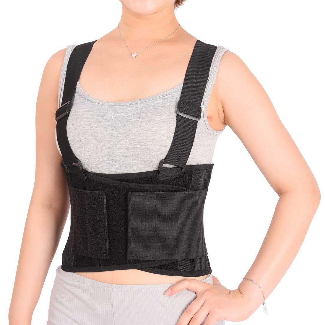 Lumbar Support Belt with Suspenders Industrial Work Back
