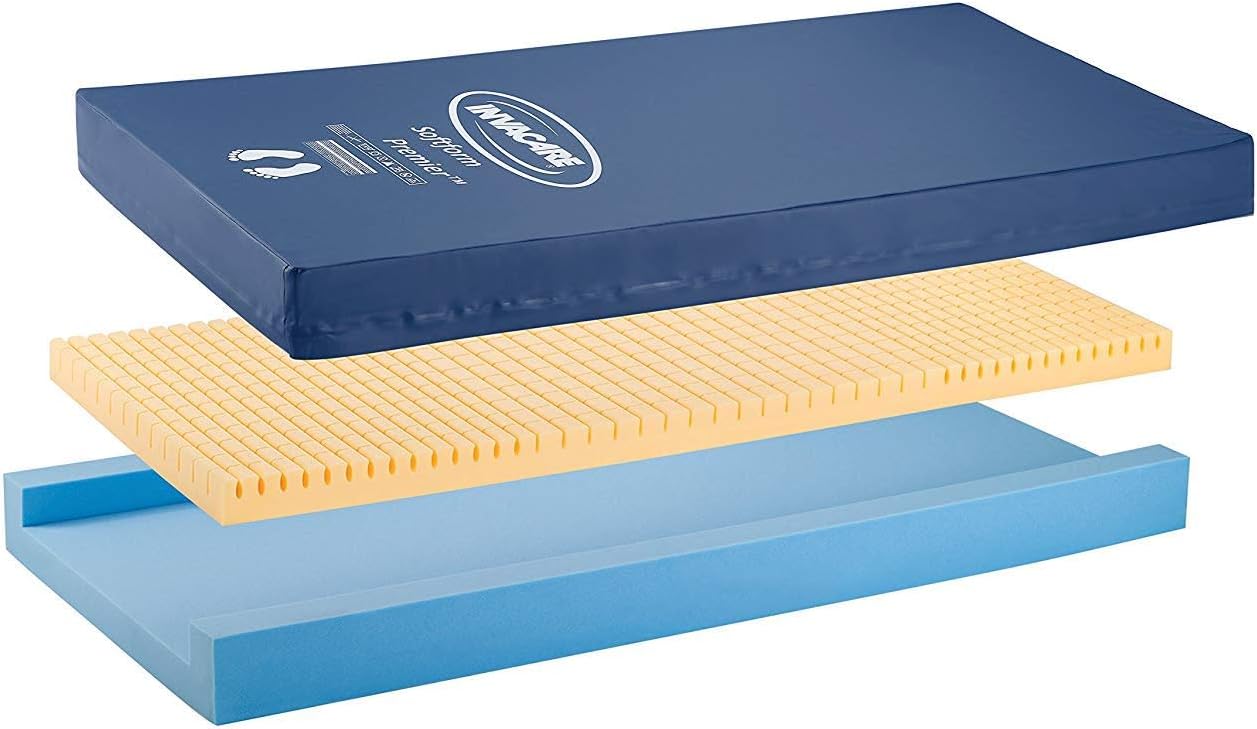 Invacare IPM1084 Softform Premier Mattress, 84 x 36 x 6 in, Polyurethane, Blue, 84" x 36" x 6"