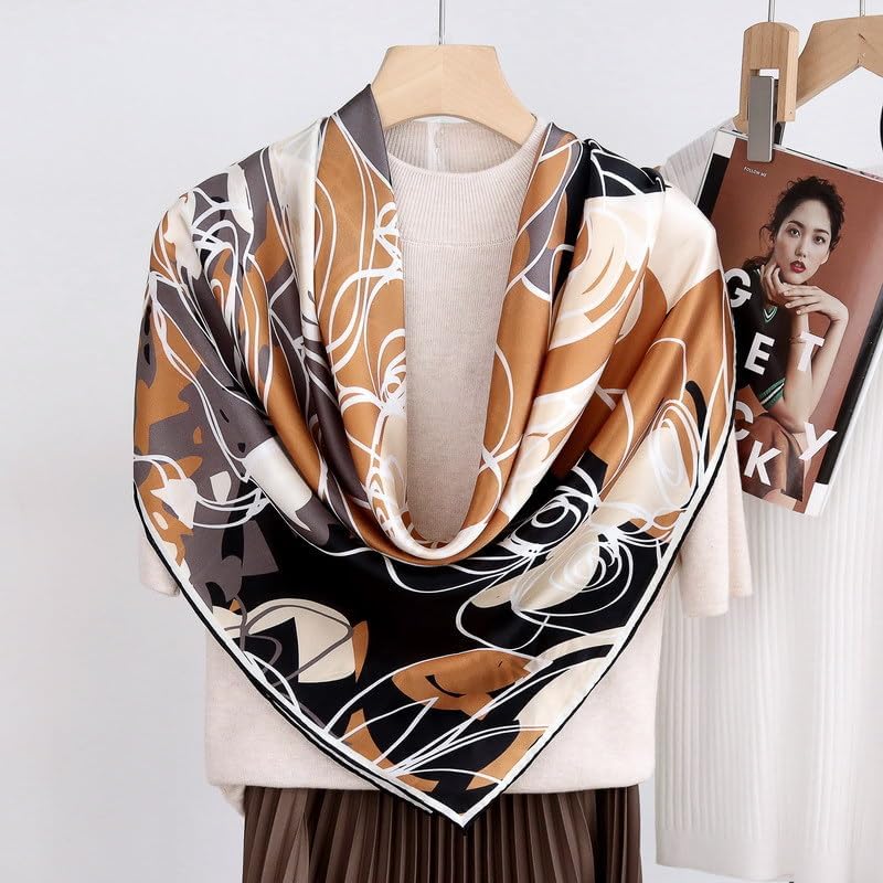 100% Pure Mulberry Silk Scarf 43”*43” Large Square Lightweight Headscarf Women’s Hair Wraps Shawls with Gift Packed - Image 2