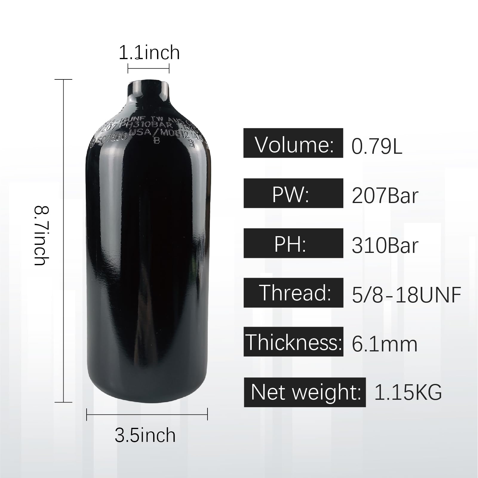 DOT 48ci/3000psi Aluminum Paintball Tank Paintball air Tank hpa