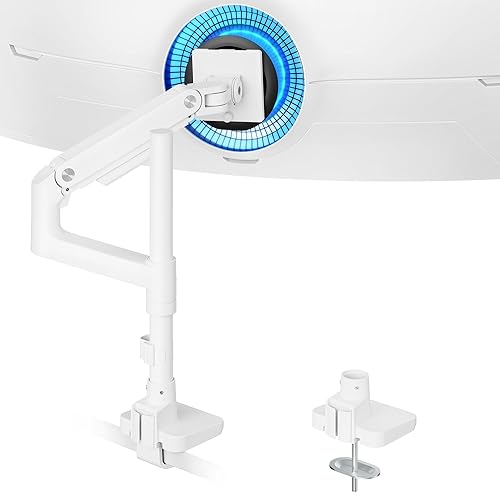 Miniatura 10 de ARES WING Soporte de escritorio con brazo de doble monitor para monitores ultraanchos de 17 a 49 pulgadas, soporte de monitor doble resistente con