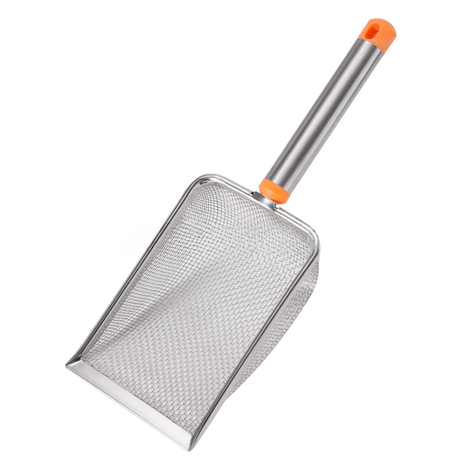 Łopatka do żwirku dla kota ze stali nierdzewnej, łatwa do czyszczenia, nieprzywierająca, dla gadów, piasek, 2,8 x 2,8 mm, pomarańczowa