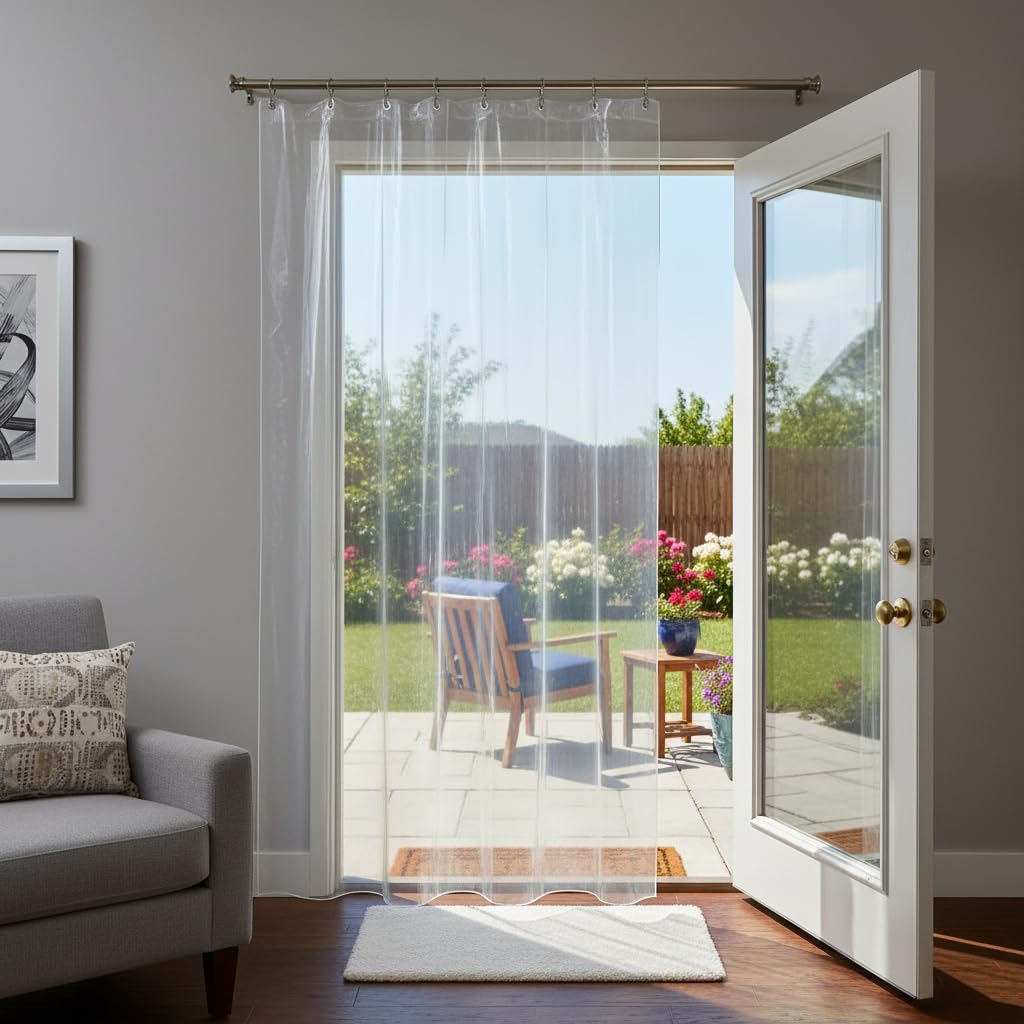 STITCHNEST Heavy Duty PVC Curtain 9 Feet | Transparent Indoor & Outdoor Door Partition | Heat & Sun Protection | Waterproof | Pack of 1