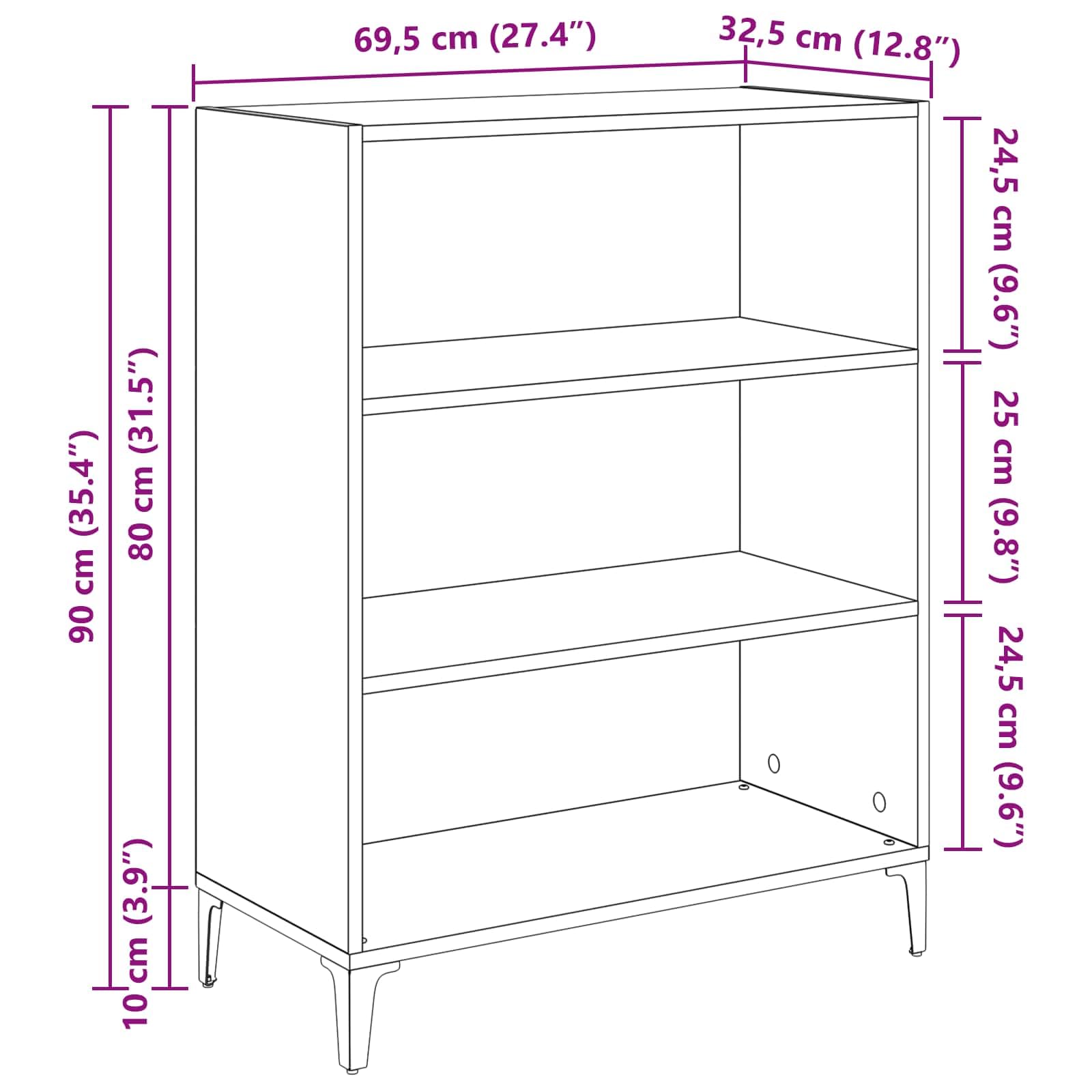 vidaXL Credenza Rovere artigianale 69,5 x 32,5 x 90 cm, Mobile da soggiorno, madia rettangolare, arredo moderno, storage funzionale, design in legno