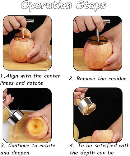 Miniatura 6 de chislim 2 piezas de descorazonador de manzana, descorazonador de pera de acero inoxidable, herramienta de descorazonador de frutas, juego de