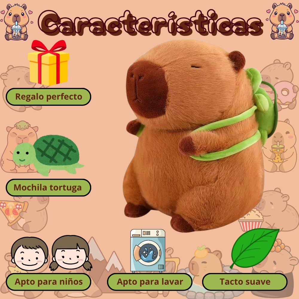BULLPOWEX Peluche Capybara | Juguete Capibara 30-35cm, Animal de Peluche Suave y achuchable. Juguete para Bebes,niños/niñas y Adultos. Incluye Pegatina Capybara aleatoria. — view 3