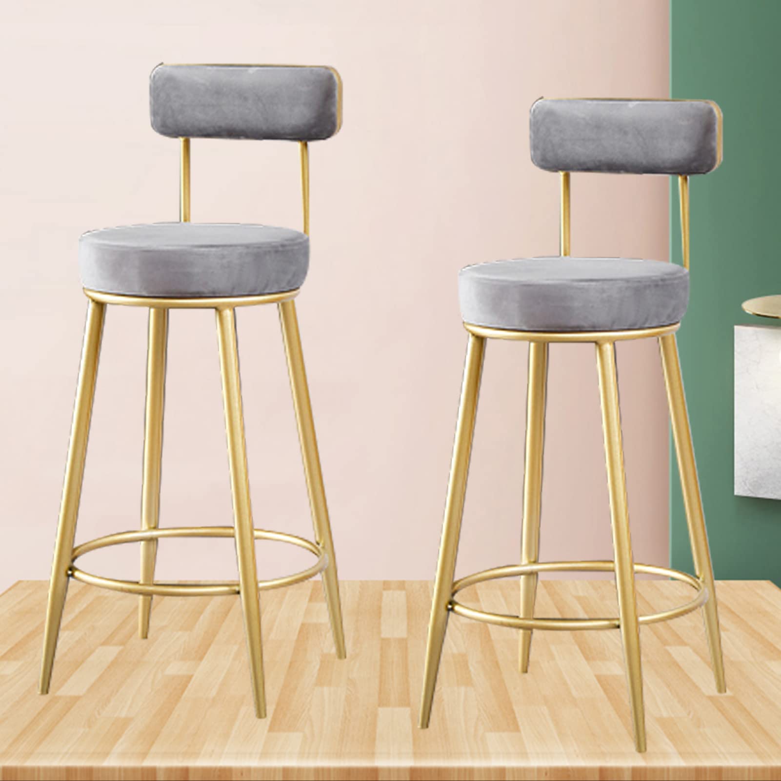Tabourets de bar modernes en velours lot de 2 pour îlot de cuisine