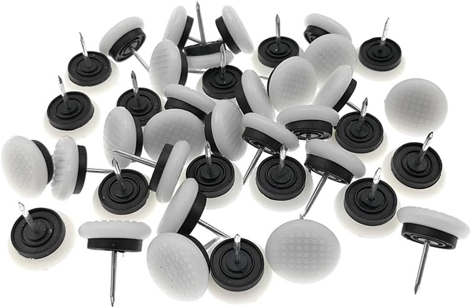 40pcs Thickened Furniture Chair Glide,Nail-on Nylon Slider Pad Floor Protector for Wooden Leg Feet of Chair Table Sofa(Φ21mm or 53/64",White)
